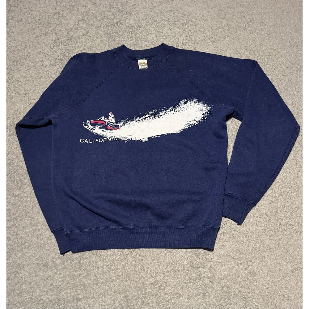 Vintage Crazy Shirts Sweatshirt Mens Medium Blue Santa California Fleece USA
